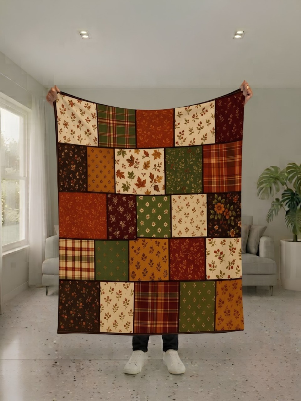 Autumn Patchwork Blanket - Multi Color